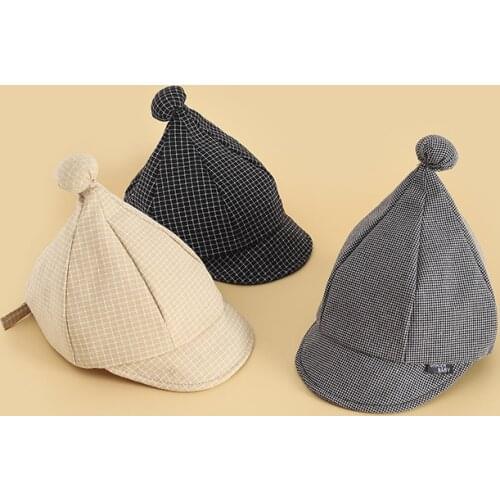 Infant Toddler Baby Hat Spring Atutumn Soft Edge Kids Cap Casual Adjustable Equestrian Hats Cotton Plaid Boy Girl Baseball Caps