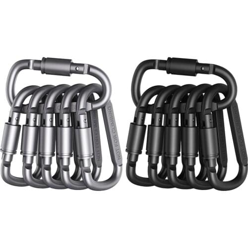 Two Colors 6x Backpack Carabiner Keychain Outdoor Camping Aluminum Alloy D-ring Buckle Climbing Hook Outdoor Sports Accessories