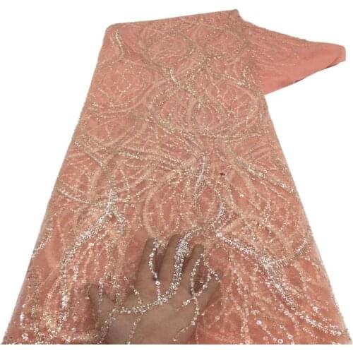 French Lace Fabric 2021 High Quality Lace Sequins Lace Nigerian Lace Fabrics Korea African Lace Fabric For Wedding Dress x19-72