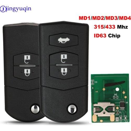 Jingyuqin Remote 2/3 Buttons Car Key Control 315/433Mhz For Mazda 2 3 5 6 2006-2020 Folding Flid M1/M2/M3/M4 Systems 41797 41840