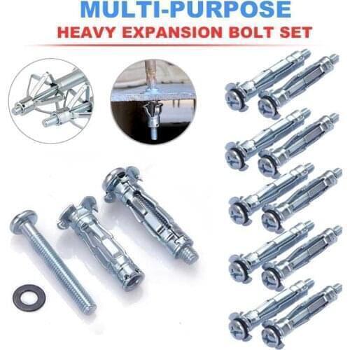 4-12Pc Heavy Expansion Bolt Set Practical Drywall Anchor with Screws Self Drilling Wall Home Pierced for Gypsum Board Fiberboard