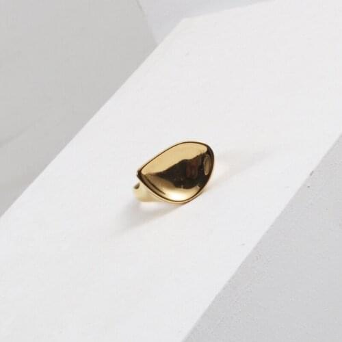 Korean Style Free Shipping Irregular Exaggeration Wide Surface Big Party Rings For Woman Girls Stainless Steel Leaf Golden Ring
