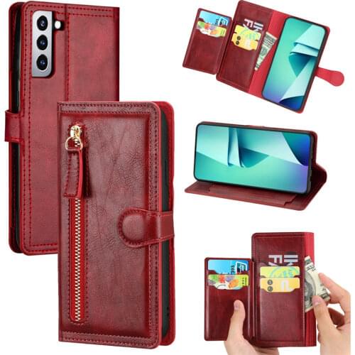 Leather Zipper Wallet Case For Samsung Galaxy S21 Ultra 5G Flip Case Samsung S21 S 21 Plus Stand Cover for Galaxy S21 S21+ Etui