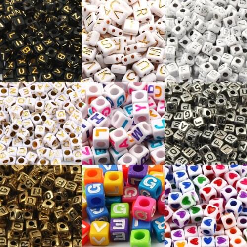 5 6 7mm Square Acrylic Letter Beads Cube Loose Spacer Accessories For Jewelry Making DIY Bracelet Necklace Supplies Wholesale