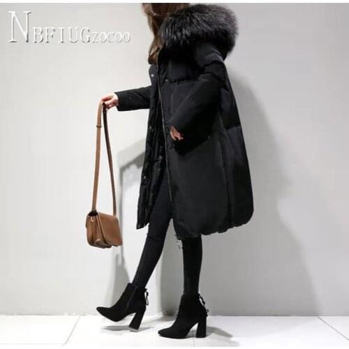 Fashionable Womens Winter Coat Hooded Fur Warm Parka Outerwear