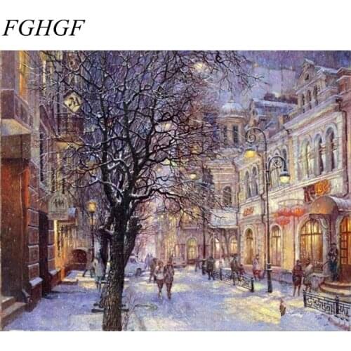 FGHGF Frameless Snow House Acrylic Picture DIY Painting By Numbers Hand Painted Oil Painting On Canvas For