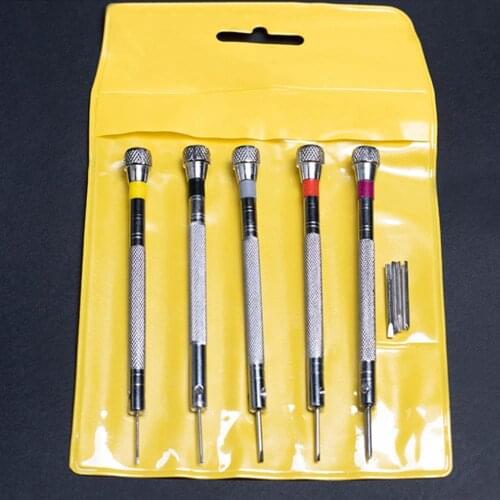 5Pcs/Set 0.8 to 1.6mm Precision Mini Small Screwdriver Set with Slotted Phillips Bits for Watch Glasses Screw driver Repair Tool