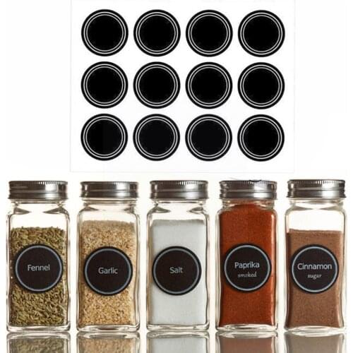 60pcs Round Shape Spices Label Stickers Spice Jars Tags Kitchen Removable Label Supplies Home Chalkboard Waterproof Sticker C2Z3