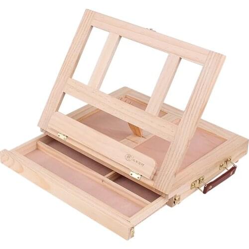 Desktop easel drawer type pine easel can store painting supplies foldable oil painting rack portable sketching art supplies