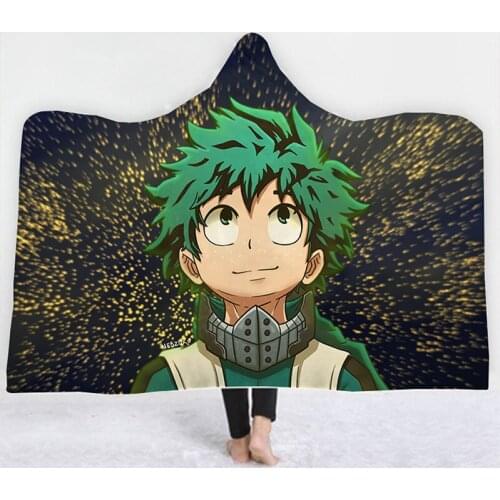 Popular My Hero Academia Anime 3D Printing Throw Hooded Blanket Wearable Warm Fleece Bedding Office Quilts Soft Adults Travel 03