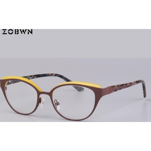Wholesale newest Fashion Women optical glasses green brown gold Clear Lens Eyewear Unisex Retro metal spectacles cat Eyeglasses