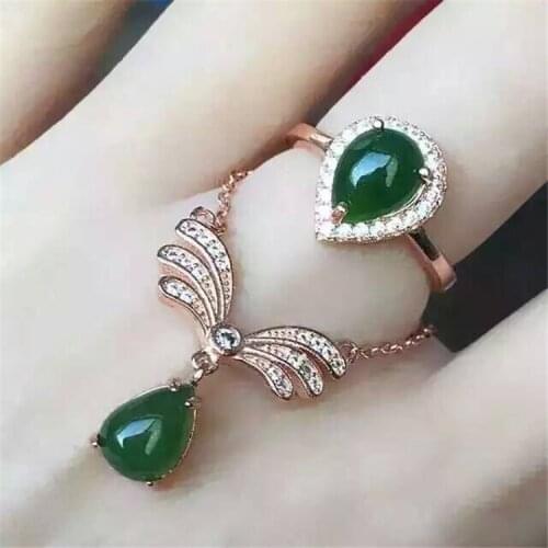 KJJEAXCMY boutique jewels 925 sterling silver inlaid natural hetian jasper pendant necklace necklace ring for womens jewelry wa