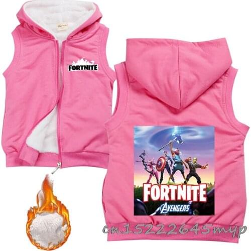 Fortnite boy girl Cotton coat childrens fur hooded vests outerwear autumn winter warm cotton vest Fortnite birthday gift