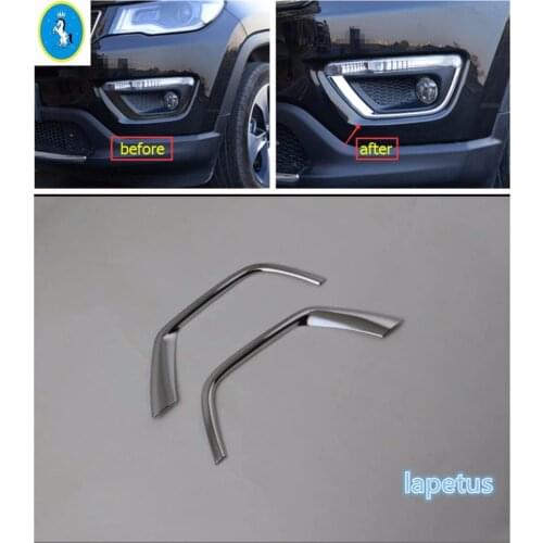 Yimaautotrims Front Fog Lights Foglights Lamp Eyelid Cover Trim Fit For Jeep Compass 2017 2018 2019 2020 ABS Chrome Exterior Kit