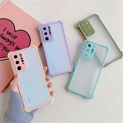 Shockproof Bumper Phone Case For Samsung A52 A72 A51 A71 4G S21 S10 Plus Note 20 A32 5G A21S Camera Protection Matte Back Cover