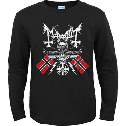 5 designs Norway rock band Mayhem Punk rocker men women full long sleeves shirt heavy black metal tee fitness Skull demon