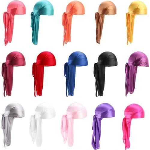 Pirate Cap Turban Hat Vintage Apparel Silky Durag for Men and Women Bandanas Long Tail Headwear