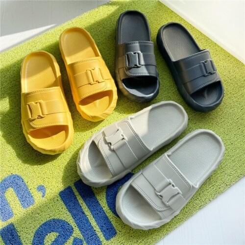 2021 Summer Girls Boys Baby House Slippers Soft Indoor Bathroom Slides Unisex Home Floor Buckle Solid Slides Womens Flip Flops