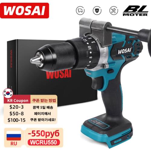WOSAI MT-Series Brushless Electric Drill Cordless Screwdriver Li-ion Battery Screwdriver Drill For 18V Makita Lithium Battery