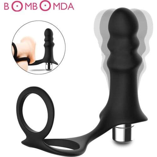 Silicone 7 Frequency Vibrating Stick Anal Plug Penis Massage Vibrator Prostate Massager G spot Stimulator Adult Sex Toys For Men