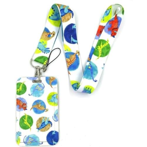 Cute Cartoon Dinosaur Print Lanyard For Key Chains Neck Strap Name Bus Card Holder Identity Badge DIY Hang Rope Webbing Ribbon