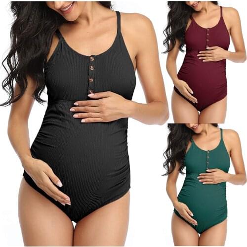 Plus Size One Pieces Pregnancy Swimwear Women Maternity Push-Up Suspended Backless Swimsuit Pregnancy Swimwear Bikinis Beachwear