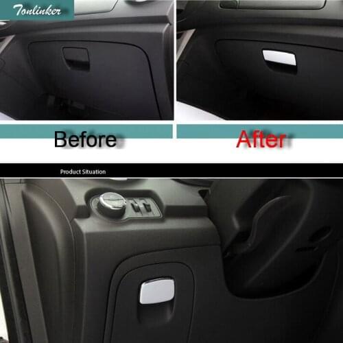 Tonlinker 2 PCS DIY Car Styling Stainless Steel Glove Box Handle Decoration Light Cover Case Stickers for Chevrolet TRAX 2014