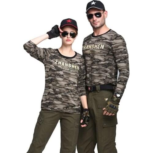 Outdoor Military Tactical Shirt Women Men Green Camouflage Long Sleeve Cotton Sport Shirts Trekking Climbing Casual Couple Shirt