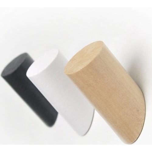 Natural Wood Clothes Hanger Wall Mounted Sundries Handbag Hat Scarf Hook Decorative Key Holder Bathroom Cylinder Storage Rack