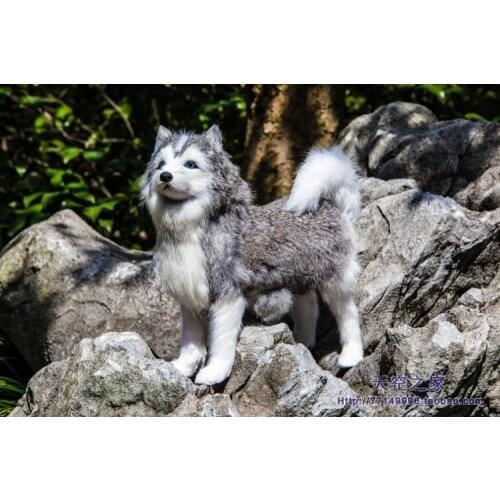 Simulation husky dog plush toy props 29x8x24 cm dog doll home decoration Christmas gift toy w0453