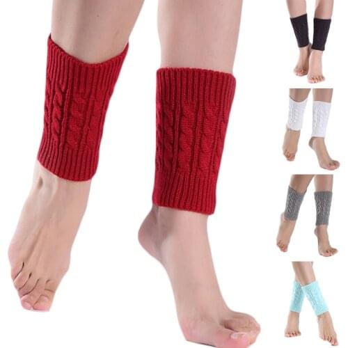 M7DD Women Winter Cable Knit Leg Warmers Socks Solid Color Twist Crochet Boot Cuffs