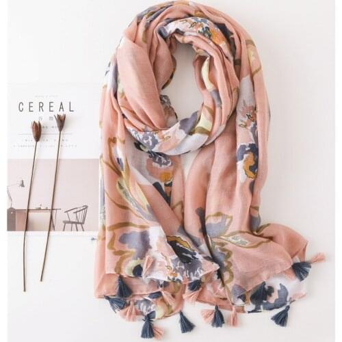 Spring Women Shawl Scarf Floral Printed Ladies Shawls and Wraps Thin Pashmina Bandana Female Hijab Scarf 180x90cm