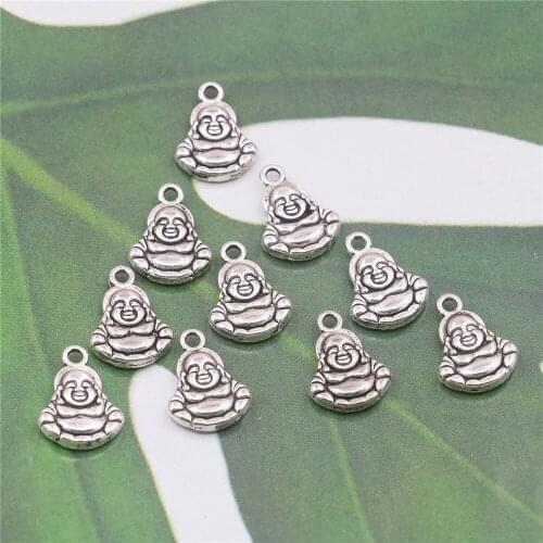 10PCS Alloy Maitreya Buddha Pendant Hardware Fittings Accessory Silver-plate DIY Loose Beads Necklace Bracelet Women Jewelry