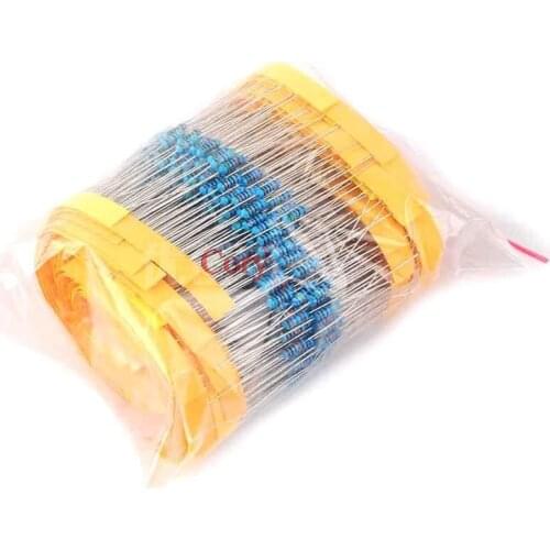 100pcs/ 1/4W 1R~22M 1% Metal film resistor 5 color ring 100R 220R 1K 1.5K 2.2K 4.7K 10K 22K 47K 100K 100 220 1K5 2K2 4K7ohm CZYC