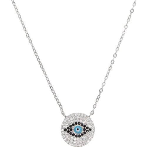 2019 LUCKY evil eye jewelry filled baguette black white cubic zirconia cz turquoises stone fashion classic eye necklace