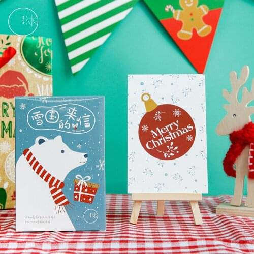 30 Pcs/Set Letter from Snow country Postcard DIY Hand Painted Greeting Card Message Card Birthday Letter Gift Card