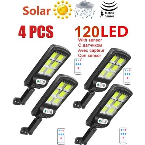 4pcs tabular oblong Solar Light Outdoor With PIR Motion Sensor Solar Powered Waterproof Wall Lamp remote For Garden Yard Path De