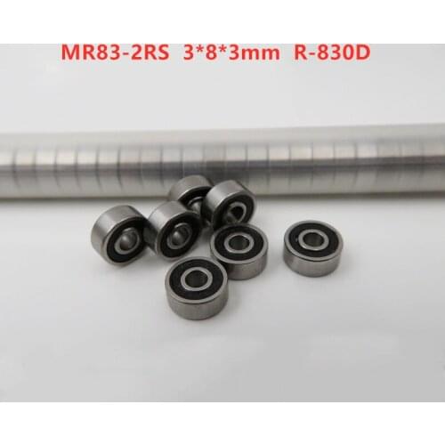 50pcs/100pcs/500pcs miniature bearing MR83-2RS 3*8*3mm R-830D rubber sealed deep groove ball bearings MR83RS 3mmx8mmx3mm