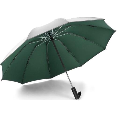 Ten-bone black glue automatic reverse umbrella folding double umbrella for men and women in sunny and rainy days