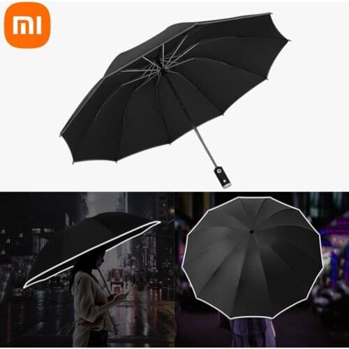 Xiaomi Automatic folding automatic open reverse umbrella male creative sunny rain strong reflective anti-wind umbrella
