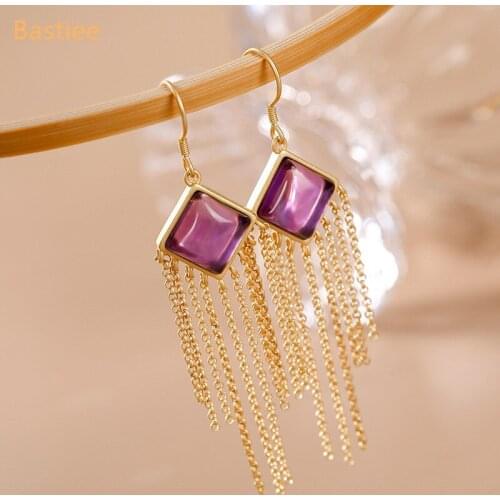 Bastiee Jewelry For Women Silver 925 Jewelry Crystal Jewelry Dangle Earrings Korean Earrings Long Earrings Silver