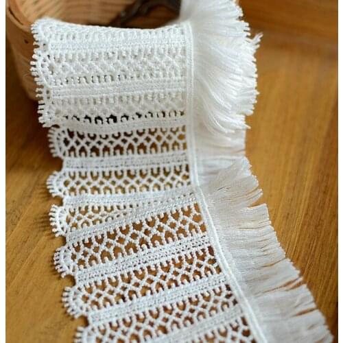 2 Meters 8cm Width White Tassel Fancy Lace Trimming DIY Craft for Bag Decoration