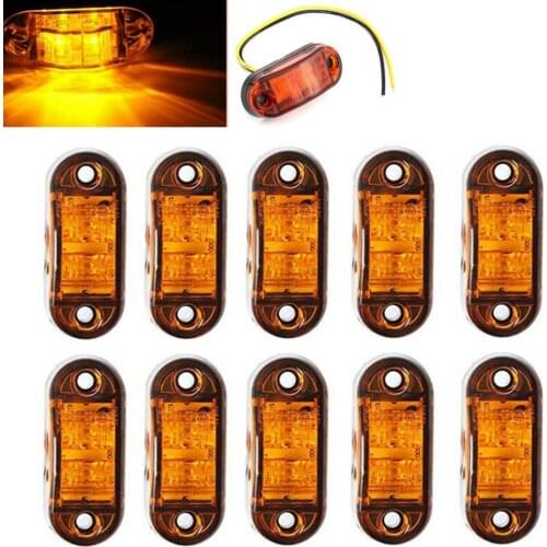 Fuleem 10PCS Amber 2LED Clearance Trailer Truck Lorry Side Marker Turn Lamp Light Handy 12V 24V Waterproof