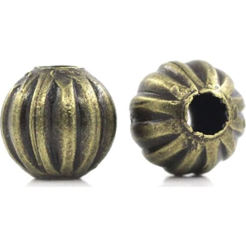 Doreen Box Spacer Beads Pumpkin Antique Bronze 6mm Dia,Hole:Approx 1.9mm,200PCs (B25271)