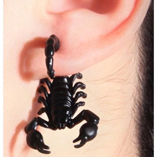 Black Scorpion Earrings Street Personality Double-sided Wearing Earrings New Star Funny Alternative Earrings