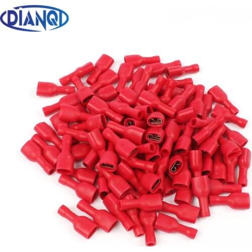 FDFD1.25-250 insulating Female Insulated Electrical Crimp Terminal Connectors Cable Wire Connector 100PCS/Pack FDFD