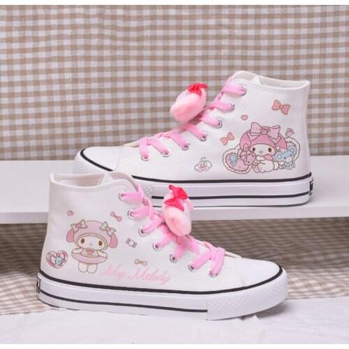 Spring Autumn Kawaii Cartoon Print Student High-top Canvas Shoes Cute Girl Vulcanized Shoes Sweet Girl Sneakers Lady Shoes Women