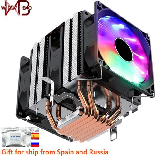 CPU Cooler Silent RGB 6 Heatpipes Ventilador PWM 4PIN For Intel 1150 1151 1155 1156 1200 1366 2011 X79 X799 AM3 AM4 Radiator