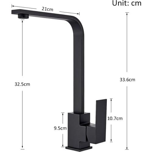 Black/Chrome Sqaure Brass Kitchen Faucet Single Lever H/C 360 Rotation Mixer Tap Basin Water Crane Tap For Kitchen Bathroom Tap