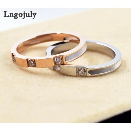 Fashion Women Titanium Steel Rings Jewelry RoseGold WhiteGold Titanium Rings For Women Lovers Engagement Party Jewelry Gifts